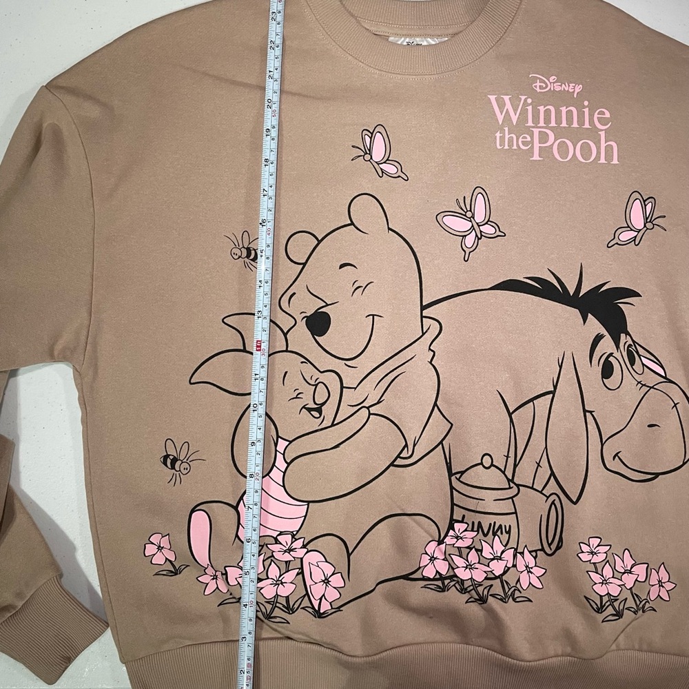 Disney Winnie the Pooh Tan Sweatshirt with Pink Accents